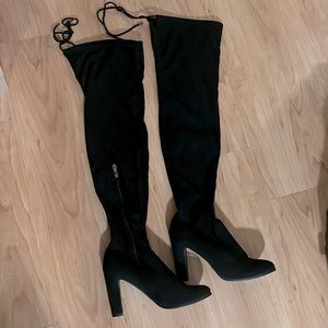 Black faux suede Cape Robbin thigh high boots